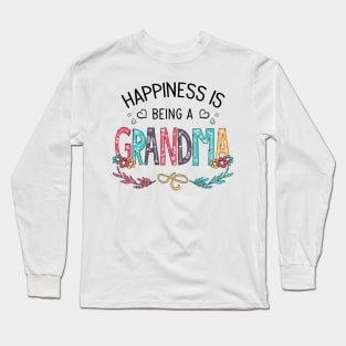 Happiness Is Being A Grandma Wildflowers Valentines Mothers Day Long Sleeve T-Shirt